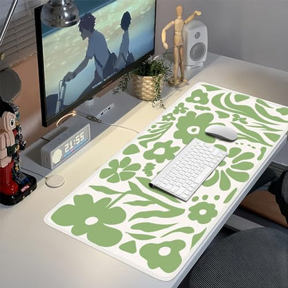 iCasso Desk Mat, Desk Matt for Desktop, Cute Desk Pad Mat, Green Flowers - color: Green Flowers