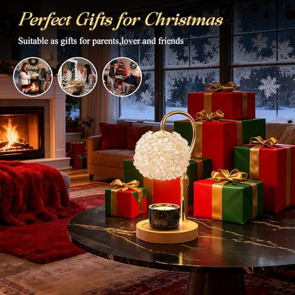 Crystal Candle Warmer Lamp,Luxury Adjustable Timer & Dimmer[White] | Crystal elegance. Adjustable height fits jars. Timer & dimmer safe melt. 2 bulbs & heat-proof base. Luxury decor. - color: White1