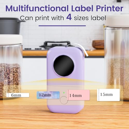 Phomemo D30 Portable Thermal Printer, Bluetooth Mini Label Maker Machine | Lightweight Portable Printer Small Label Maker, Abundant Templates Fonts & Icons for Kids Home School Office, Easy to Use - color: Purple
