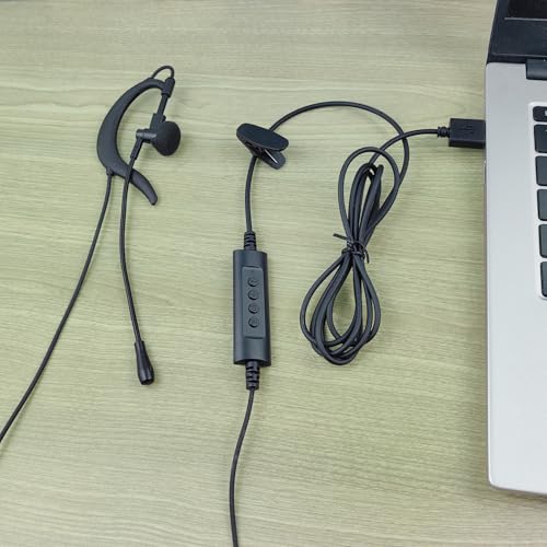 Wired Single-Side USB Earbud with Microphone & Adjustable Ear Hook