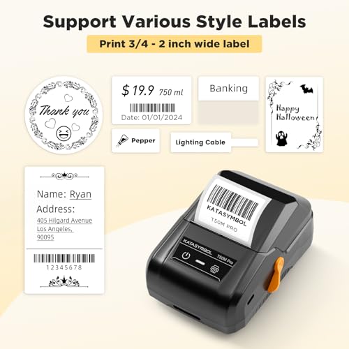 SUPVAN T50M Pro Bluetooth Label Maker Machine with Tape, Black | Wide Waterproof Label, High Image Quality, App with 30 Fonts and 660+ Icons, Inkless, for School, Home, Small Business