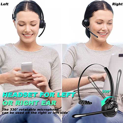 Bluetooth Headset with Microphone 12 Hours Talking Time for Trucker Wireless HeadsetsTruck Driver Call Center Skype Home Office PC