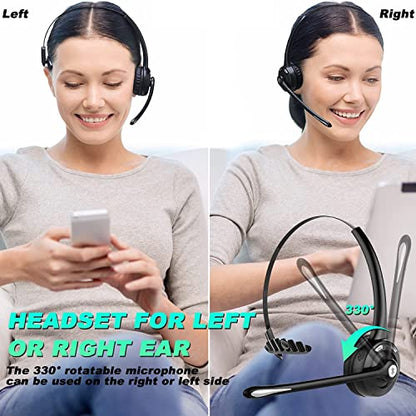 Bluetooth Headset with Microphone 12 Hours Talking Time for Trucker Wireless HeadsetsTruck Driver Call Center Skype Home Office PC