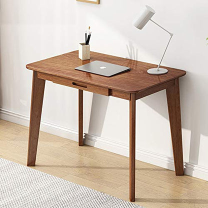 IOTXY Solid Wood Writing Desk - Home Office Laptop Computer Table, Walnut - color: Walnut, size: 80CM