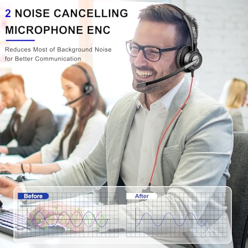 Callez Wired USB Headset with ENC Dual Noise Cancelling Mics for PC Laptop