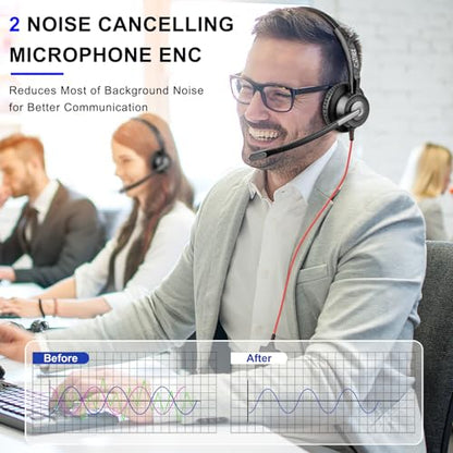 Callez Wired USB Headset with ENC Dual Noise Cancelling Mics for PC Laptop