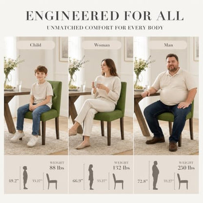 Upholstered Dining Chairs Set of 4, Modern Fabric Dining Chairs with Tufted Design, Kitchen Side Chairs, Farmhouse Dinner Chair with Wood Legs for Kitchen Restaurant Living Room, Green - color: Green, size: Set of 4