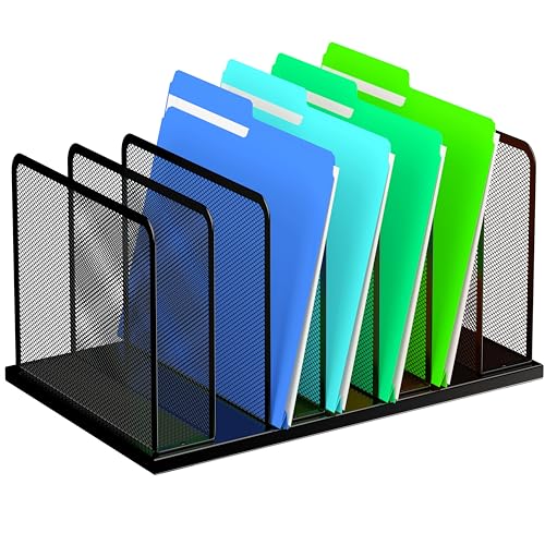 Kuntine.B 7-Section Upright Desk File Organizer Black 1 Pack | Vertical, Mesh, Metal, Assembly, Stability, Sturdiness, Organization, Standing - color: Black, size: 1 Pack 7-Section