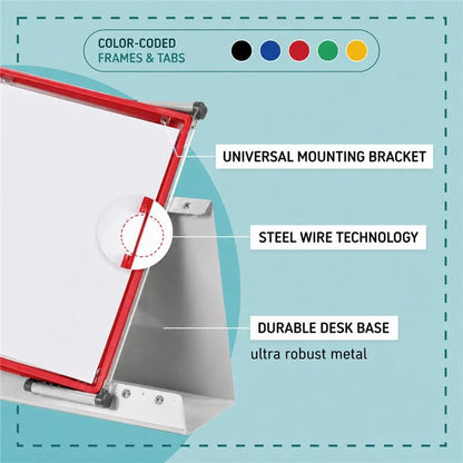 Tarifold Desktop Reference Display System, 50 Pockets, Expandable, Red | 50 Double-Sided PVC Pockets, Holds 100 Letter-Size Sheets, Sturdy Metal Base, Quick-Find Indexing, Quick and Easy to Assemble - color: Red, size: 50 Pockets