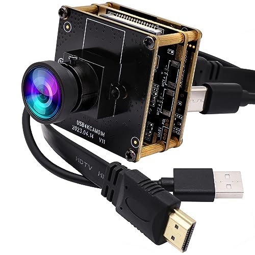 ELP 4K HDMI USB Camera - Wide Angle, 2X Digital Zoom, H.265, 8MP, UVC USB2.0 for Laptop & Monitor - color: 120degree no distortion lens