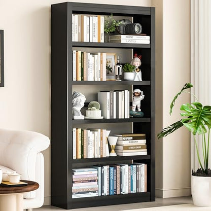 5 Tier Metal Bookshelf,69'' Tall Heavy Duty Bookcase with Adjustable Shelves,Black Large Modern Bookshelves,Industrial Open Bookcases for Library,Office,Study Room,Living Room - color: Black, size: 69" New