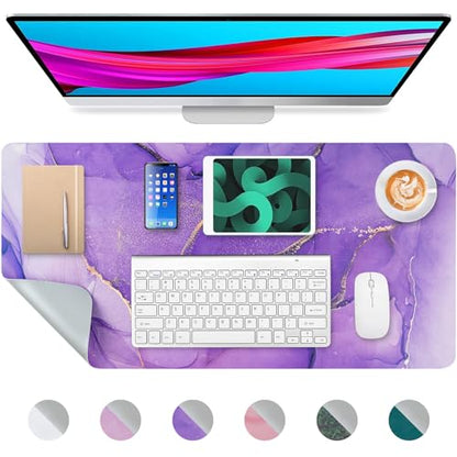 Desk Mat, Dual Leather Sided Desktop Pad for Office and Home, Ideal for Large Mouse Pad and Desk Mats (Purple Marble 31.5"x 15.7") - color: Amethyst Purple Marble
