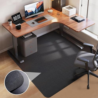 Office Chair Mat for Hardwood Floor: 53"x45" Large Black Rolling Chair Mat for Hard Wood and Tile Floor, Anti-Slip Heavy Duty Floor Protector Mat Under Computer Desk, Easy Glide Chair Mats for Home | Anti-Slip Rolling Chair Mat for Hard Wood and Tiles, Fl