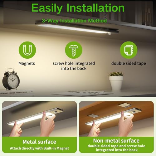 Slim Motion Sensor Under Cabinet Lighting, LED Rechargeable - size: 12 inch-1pack