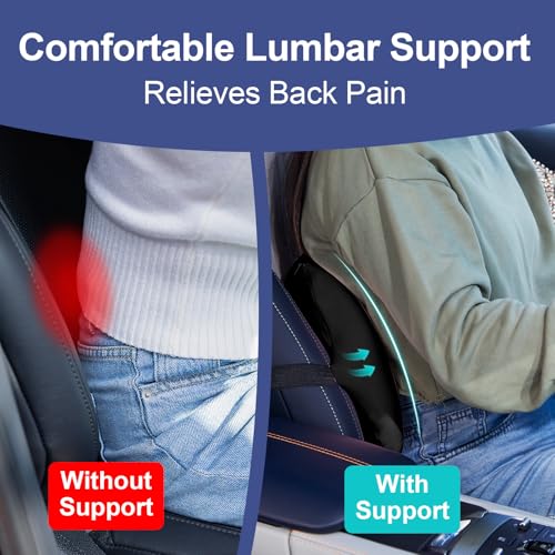 BYMECOST Lumbar Support Pillow for Car, Memory Foam Car Back Cushion - color: Black Brushed Fleece