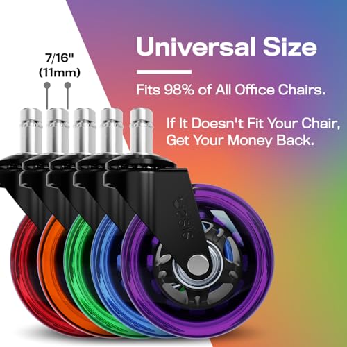 The Office Oasis Original Office Chair Wheels (As Seen On PBS), Rainbow - color: Rainbow
