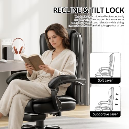 Synorla 350lbs Big and Tall Executive Office Chair with Footrest