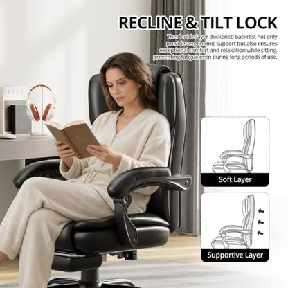 Synorla 350lbs Big and Tall Executive Office Chair with Footrest