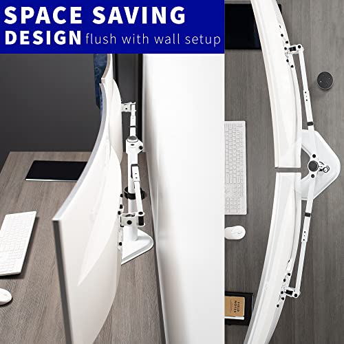 VIVO Premium Dual Ultra Wide LCD LED 27 to 38 inch Monitor Desk Stand, Heavy Duty, Free-Standing Telescoping Arms, Flush Wall Setup, Fits 2 Screens, White, STAND-TS38BW - color: White