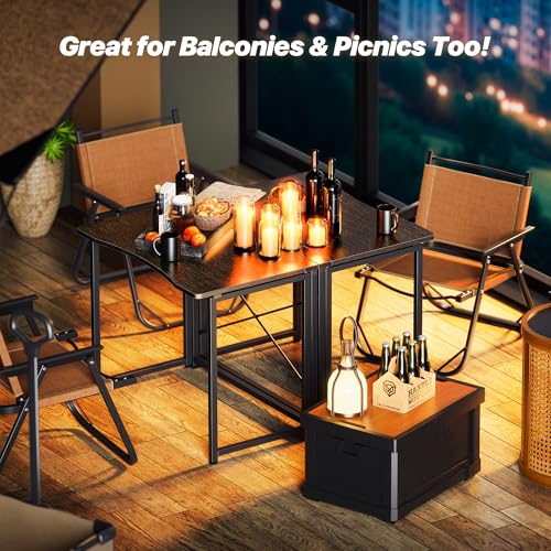 Huuger Folding Desk for Small Spaces, 31.5 Inch Foldable Computer Table - color: Black, size: 18.9"D X 31.5"W