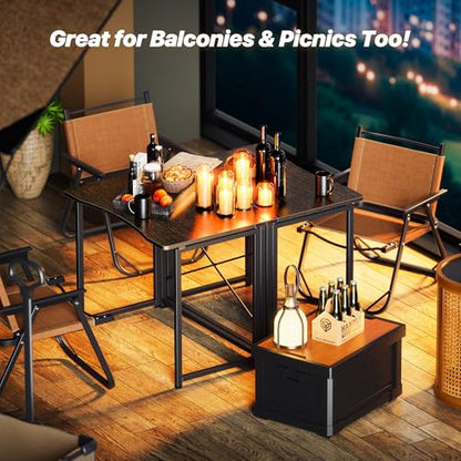 Huuger Folding Desk for Small Spaces, 31.5 Inch Foldable Computer Table - color: Black, size: 18.9"D X 31.5"W