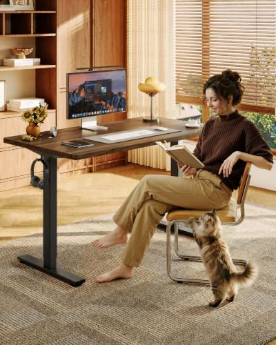 FLEXISPOT EN1 40"x24" One-Piece Standing Desk, Black Walnut (Black Frame) | 176 LBS Capacity, Seamless Desktop, Home Office, 4 Memory Presets, Dual Monitor Setup, Anti-Collision - color: Black Walnut (Black Frame), size: 39.4 x 23.6 in