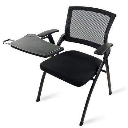 Folding Chair with Desk Attached & Cup Holder- Foldable Arm Chair for Training & Classroom - Conference Room Mesh Back Guest Chair with Padded Seat- Portable Flip-Top Desk Chair for Office Meeting - color: With Writing Tablet