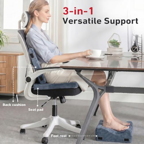 Foot Rest for Under Desk, Ergonomic 3-in-1 Height Adjustable, Non-Slip Base & Washable Cover for Office/Gaming, Blue - color: Blue