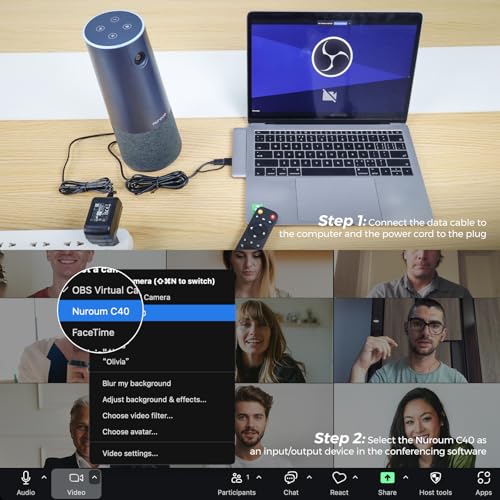 NUROUM C40 2K Video Conference Webcam with Microphone and Speaker