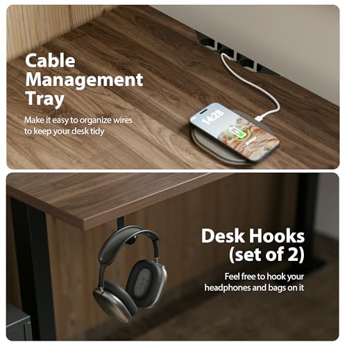 Agilestic L Shaped Standing Desk Adjustable Height, 59 Inch, Dark Walnut - color: Dark Walnut, size: 59 x 48 Inch
