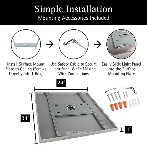 UltraLux 2x2 Surface Mount LED Panel TRIAC Dimmable 3CCT Matte White 2Pk | 3000 lumens, 120-degree beam, CRI>80, aluminum build, damp-rated, fits junction boxes, over 50,000 hours, 5-year warranty - color: Matte White, size: 2X2 (2 Pack)