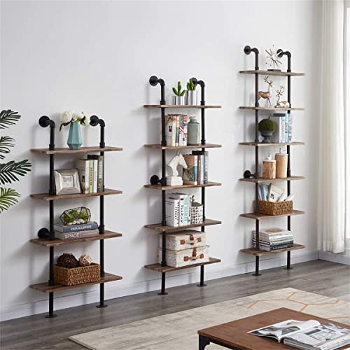 Hombazzar Industrial Pipe Bookshelf,6 Tier Pipe Shelving for Living Room