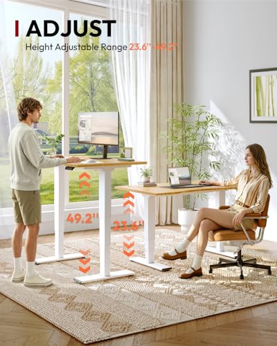 SANODESK Solid Bamboo Dual Motor Standing Desk, 220 lbs, 55×28 - color: Natural Curved Bamboo+white Frame, size: 5528