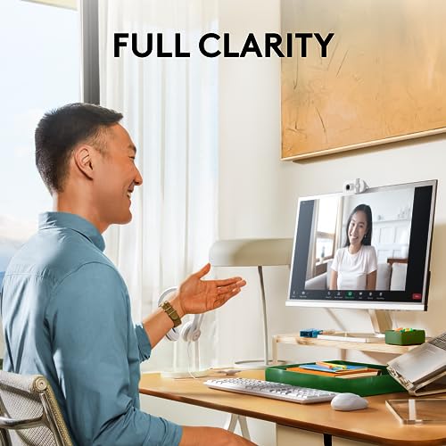 Logitech Brio 100 Full HD 1080p Webcam for Meetings and Streaming, Auto-Light Balance, Built-in Mic, Privacy Shutter, USB-A, for Microsoft Teams, Google Meet, Zoom and More - Off White (Renewed)