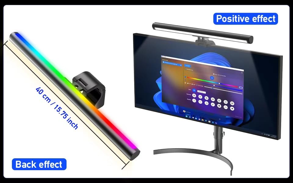 RGB Computer Light Bar， LED Monitor Lamp Screen Light Bar, Adjustable Monitor Light Bar with Clip Mount,for Computer Monitors and Home Office Settings