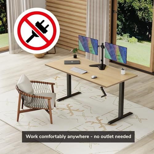 Mount-It! Hand Crank Standing Desk, 55" One-Piece Maple Top, 132 lbs - color: Maple