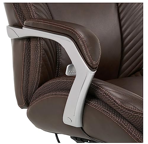 iComfort i6000 Series Big & Tall Ergonomic Bonded Leather High-Back Executive Chair, Brown/Silver
