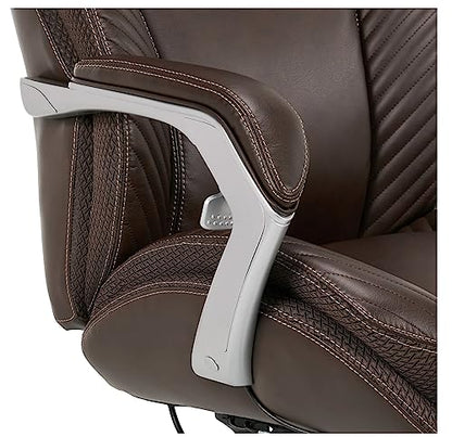 iComfort i6000 Series Big & Tall Ergonomic Bonded Leather High-Back Executive Chair, Brown/Silver