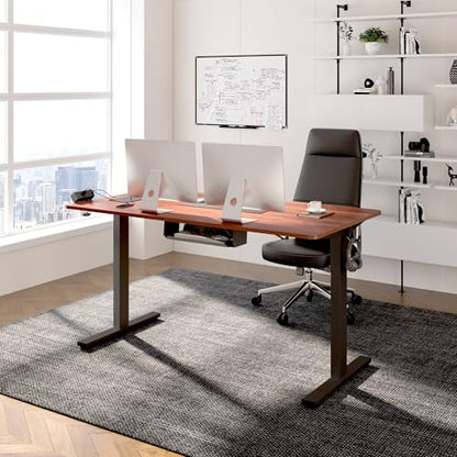 FLEXISPOT EN2 48"x30" Standing Desk with Power Strip Bundle, Mahogany | One-Piece Desktop, Easy-Access Clamp Power Strip Bundle, Organized Cable Management, Modern Home Office Setup - color: Black Frame + Mahogany Top, size: 48x30