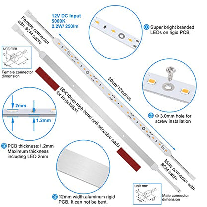 Under Cabinet LED Lighting Kit for Kitchen Cabinet Counters Shelf Closet. 6 PCS 12 Inches Light Strip with Adapter Switch Dimmer Extension Cable. Plug in. Dimmable. 1500 Lumen. Warm White 2700K - color: Warm White 2700K