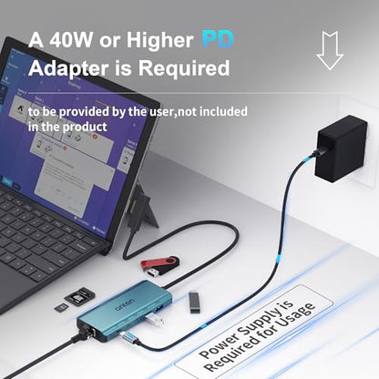 Surface Docking Station. 12-in-1 Docking Station for Microsoft Surface Pro 9/8/X/7/6/5/4/3, Surface Laptop 5/4/3/2/1,Surface Laptop Go 3/2/1, Surface Book 3/2/1, PD Charger Required.