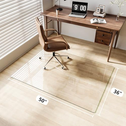 Glass Chair Mat 36" x 50" Tempered Glass Office Chair Mat - color: Transparent, size: 50" x 36"