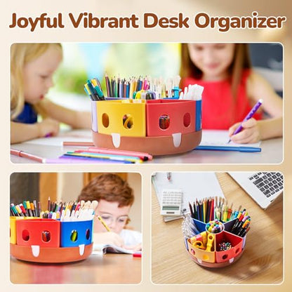 GAMENOTE Rotating Art Supplies Organizer - Lazy Susan Office School Supply for Kids Desk Organization and Storage Homeschool Craft Caddy Classroom Organization (Large) (Pack of 3) - size: Large, 11"d x 5"h (Pack of 3)