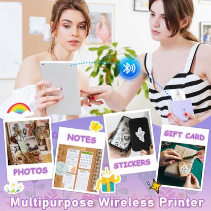 Phomemo Mini Thermal Printer with 3 Rolls Paper, Inkless Bluetooth Printer | Mini Printer Sticker Maker, Mini Sticker Printer, Sticker Printer Maker, Mini Impresora Portátil for Gifts/DIY/Study - color: Purple