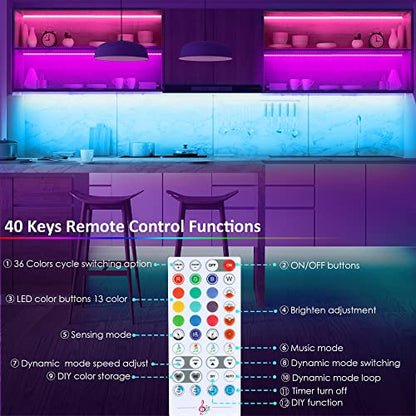 maylit 8 PCS Motion Sensor RGB Under Cabinet Lights Kit - size: 13FT with Motion Sensor