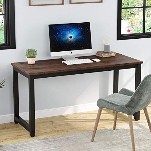 Tribesigns Computer Desk, 55 inch Large Office Desk Computer Table Study Writing Desk Workstation for Home Office, Rustic Brown - color: Rustic Brown, size: 55*23.6 inch