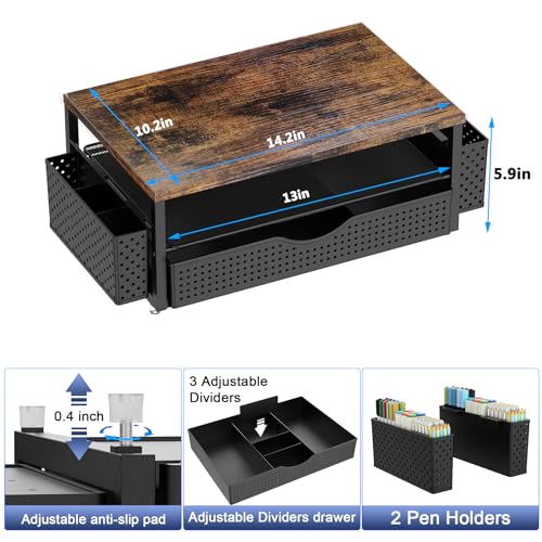 Spacrea Desk Organizers and Accessories, Printer Stand with Storage, Wood - color: Wood