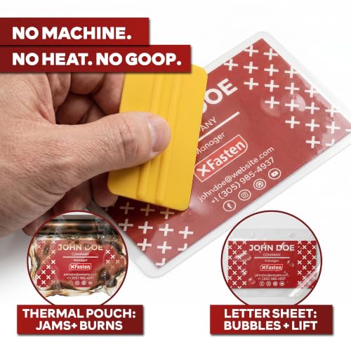 XFasten Self-Sealing Laminating Pouches Business Card Size, 9.5 Mil and Hard Self Laminating Business Cards Pouch (Pack of 25) - size: Pack of 25