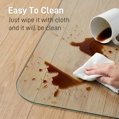 46 x 55 in Ultra-Clear Tempered Glass Chair Mat Floor Protector | 0.2 in Thick Heavy-Duty Scratch-Resistant Surface with Non-Slip Pads and Rounded Polished Edges for Hard Floors and Carpets - size: 46"x55"