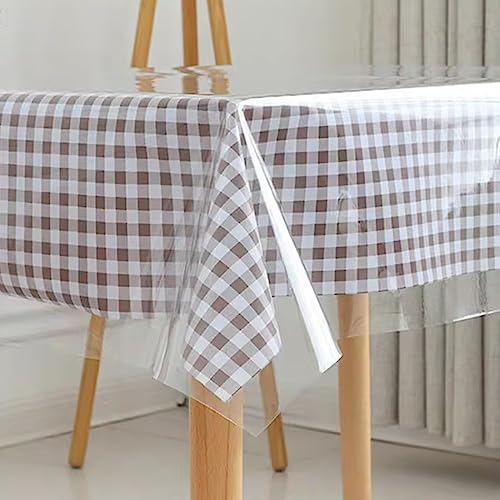 Kesfey Clear Plastic Table Cover Protector 60 x 84 Inch Vinyl Tablecloth | 100% Waterproof, PVC Rectangle Transparent Sheet, Oil Spill Proof, Wipeable,for Dining Tables,Picnic Party,Holidays - size: 84" x 60" (Rectangular)
